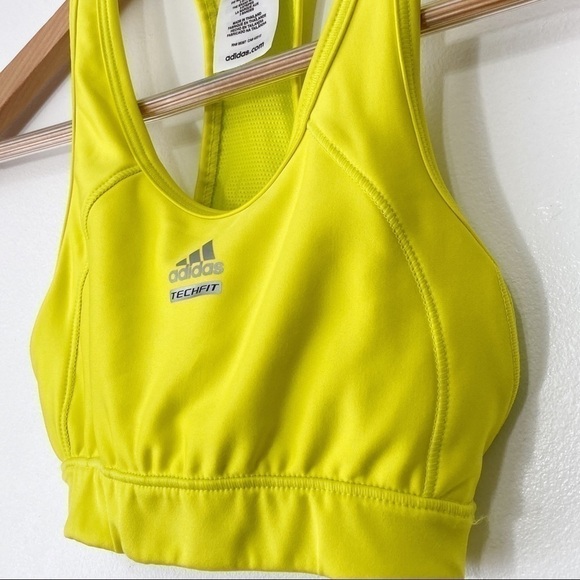 Adidas Techfit Neon Yellow Racerback Sports Bra Size XS - Picture 3 of 9